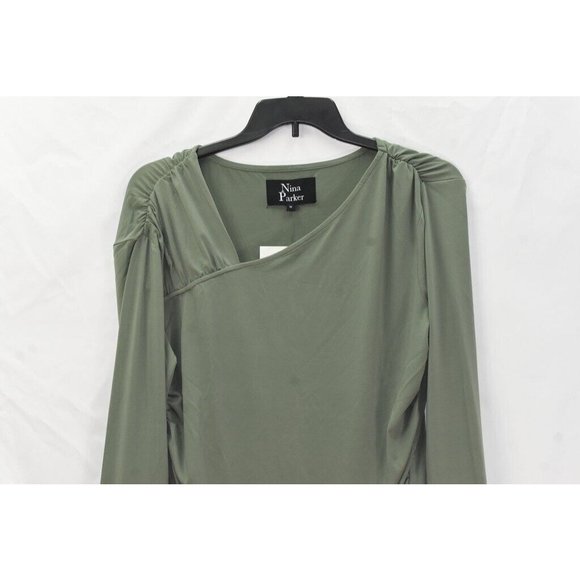 Nina Parker Plus 1X Asymmetrical Bodysuit Blouse NWT MLT3845AFA - Picture 2 of 7